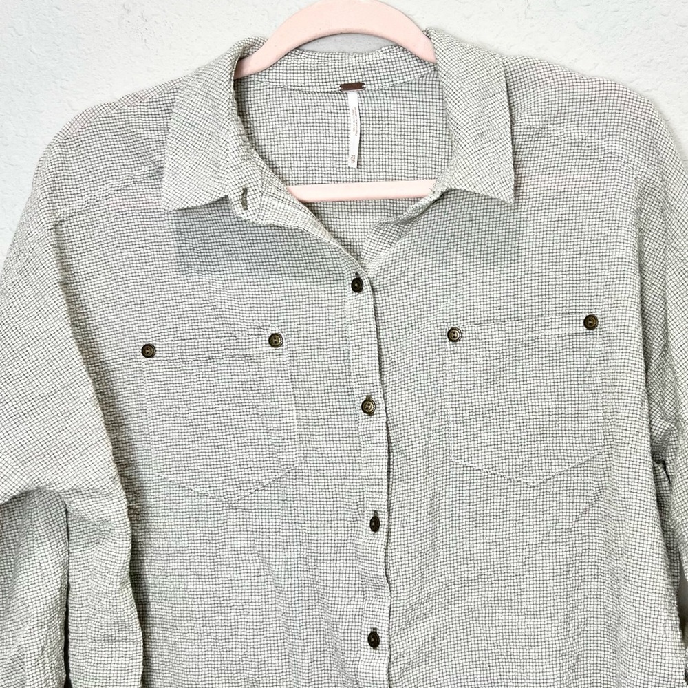 Free People Love Her Madly Puckered Checked Size Extra Small XS - Picture 3 of 10